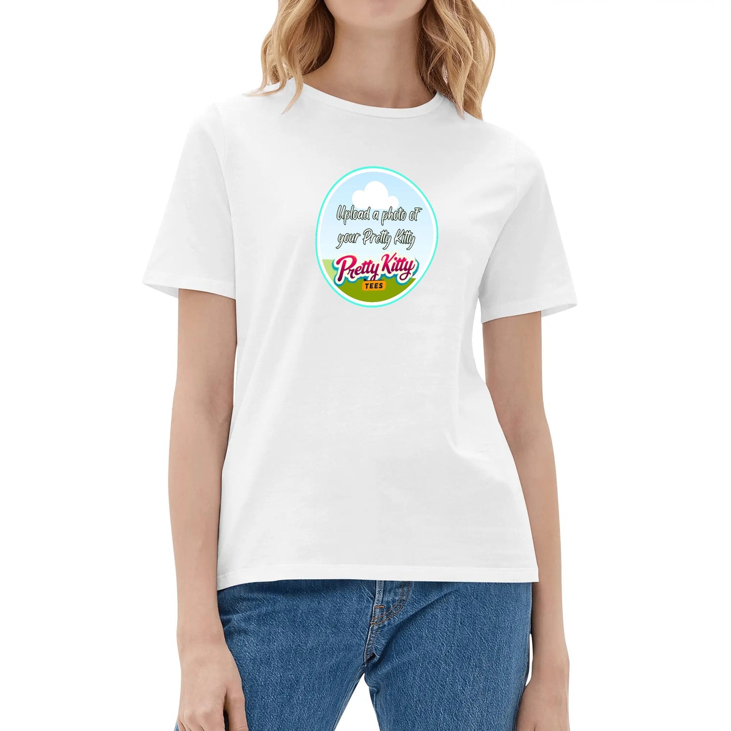 Womens Customizable Pretty Kitty Cotton T-shirt