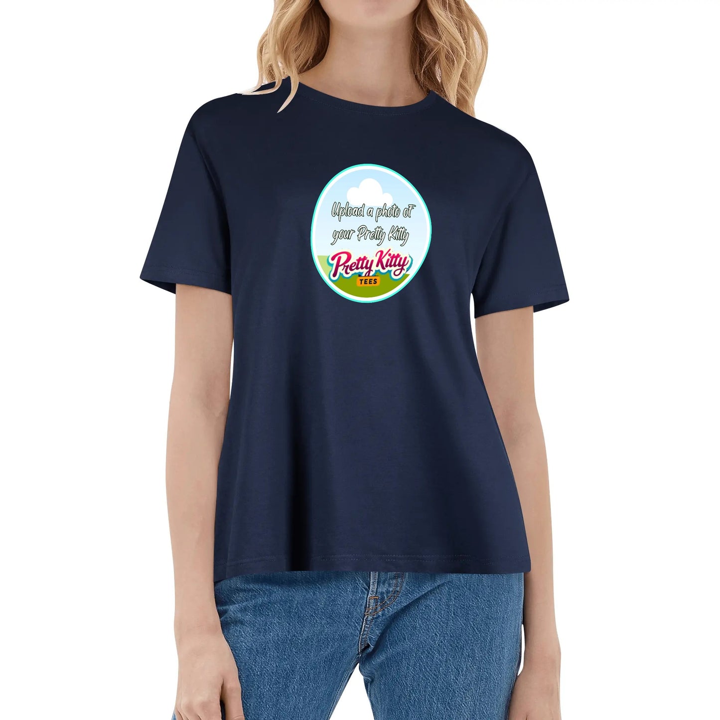 Womens Customizable Pretty Kitty Cotton T-shirt